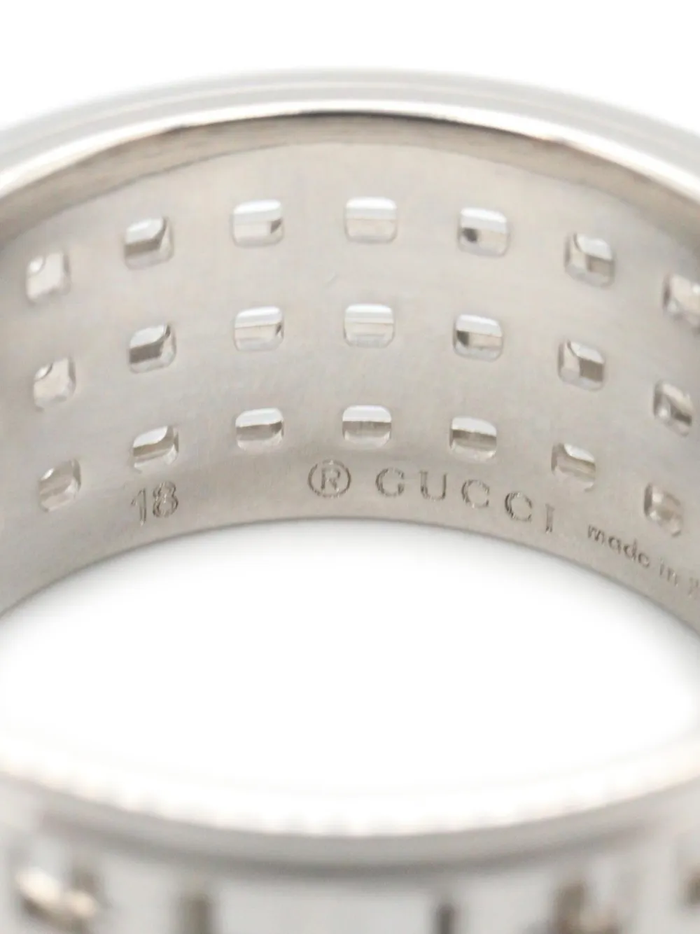 Gucci Pre-owned Grid-cutout Ring in Silver, view 4