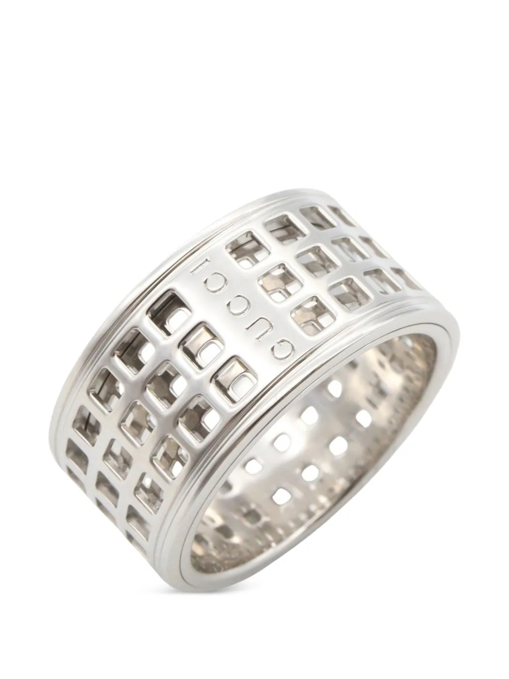 Gucci Pre-owned Grid-cutout Ring in Silver, view 3