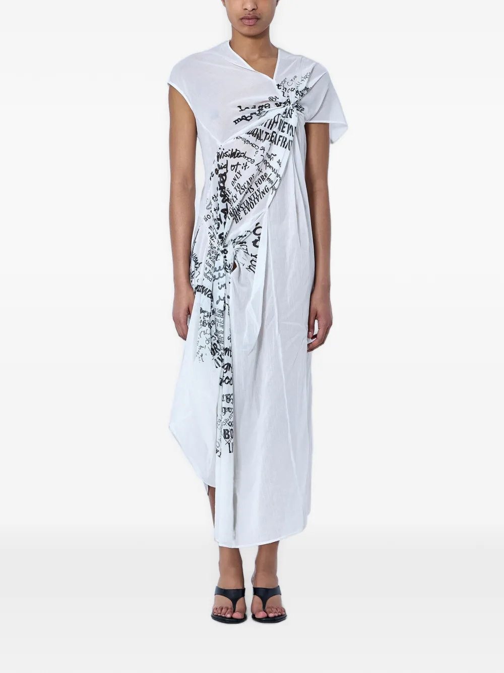Limi Feu Asymmetrische jurk met print Wit