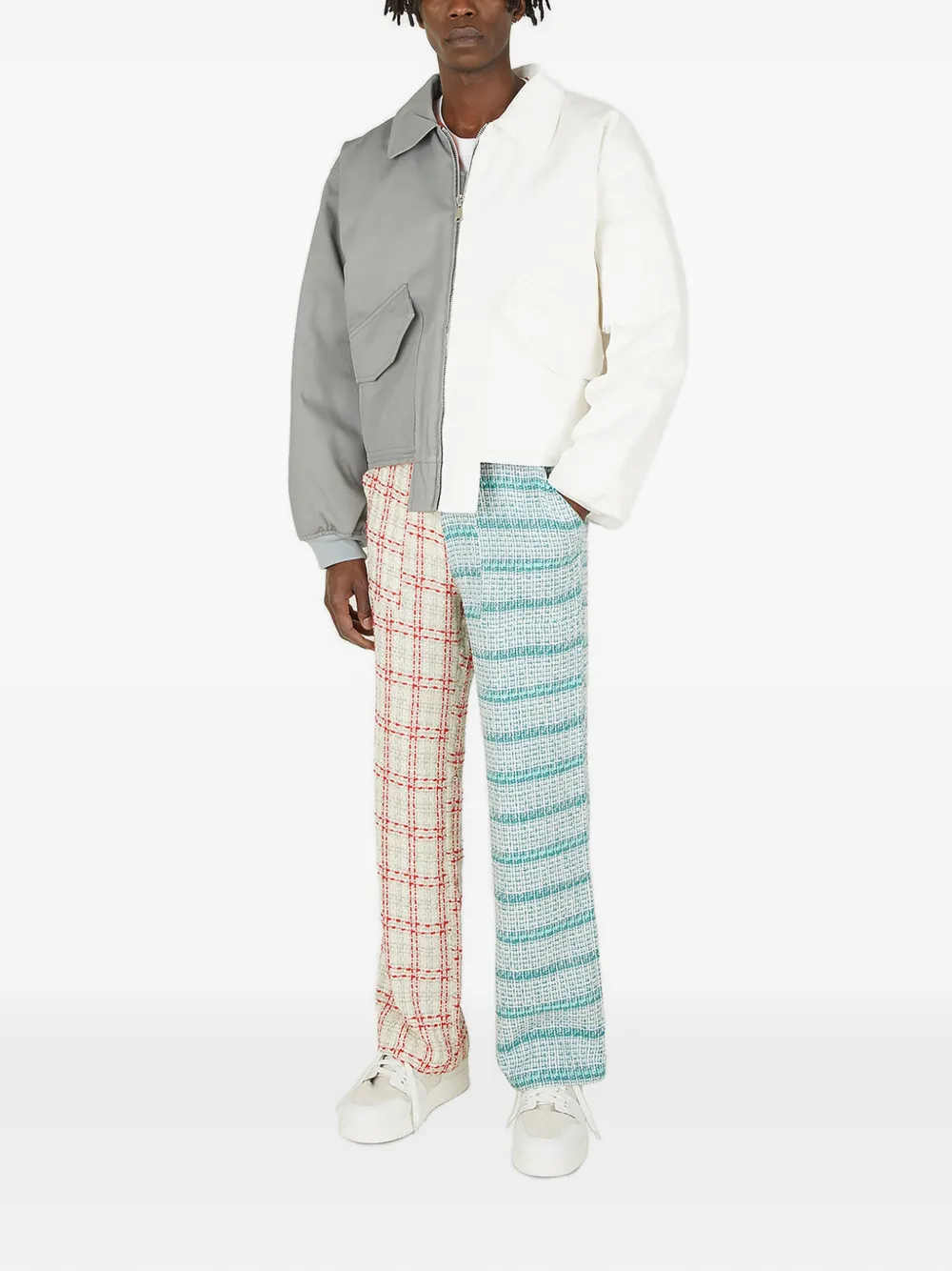 (di)vision Geruite broek met contrasterend vlak Beige