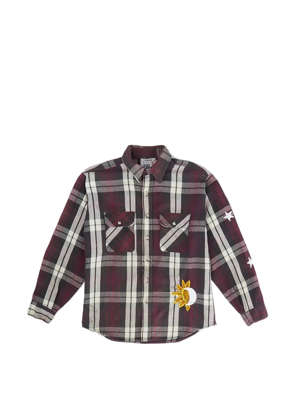 DRx FARMAxY FOR LN-CC embroidered check-motif shirt - Rosso