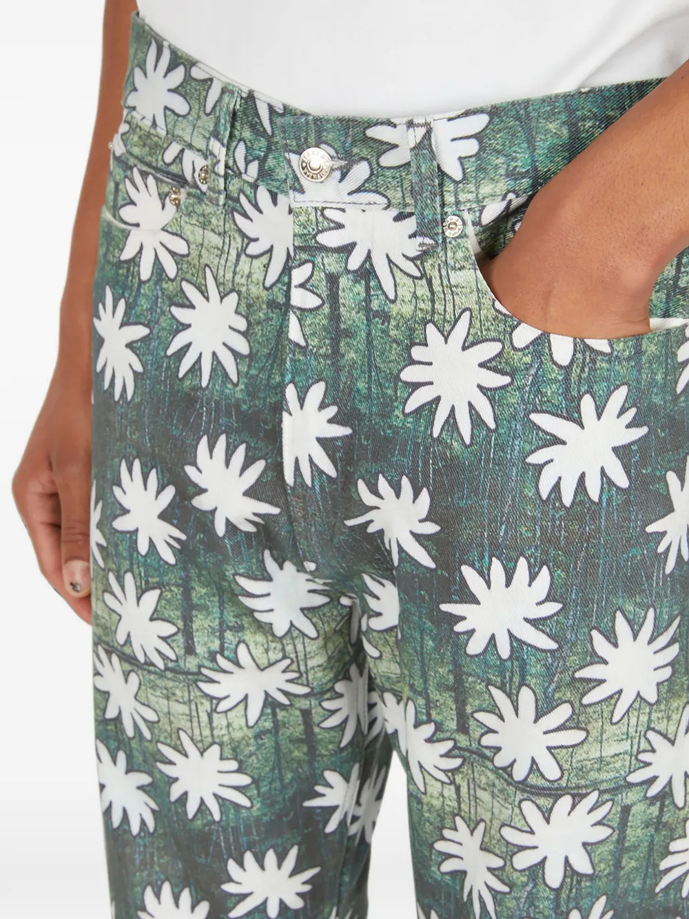DRx x STEFAN MEIER x LN-CC Jeans met grafische bloemenprint Groen
