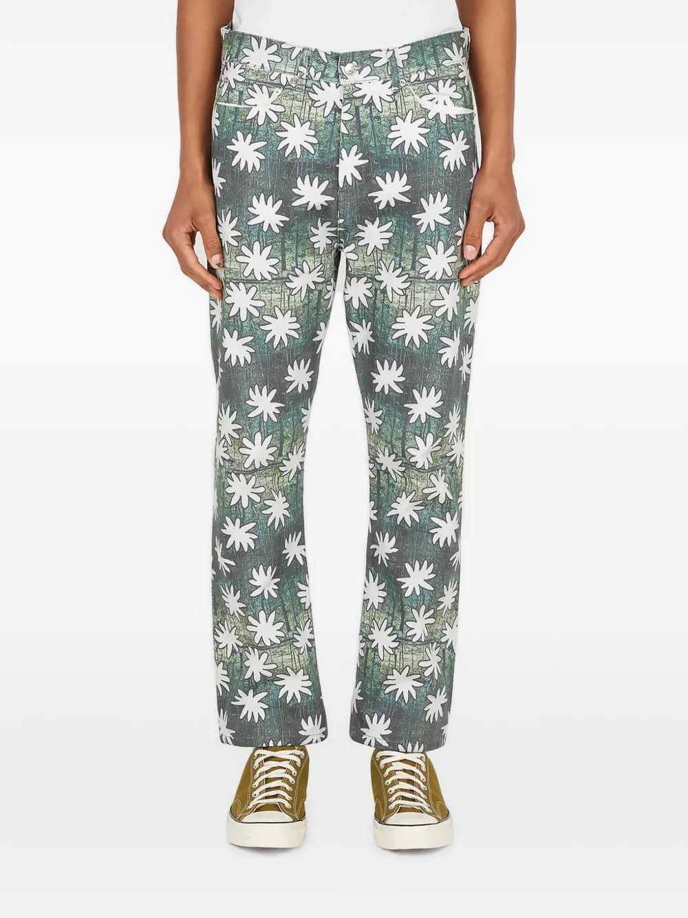 DRx x STEFAN MEIER x LN-CC flower graphic-print jeans - Grün