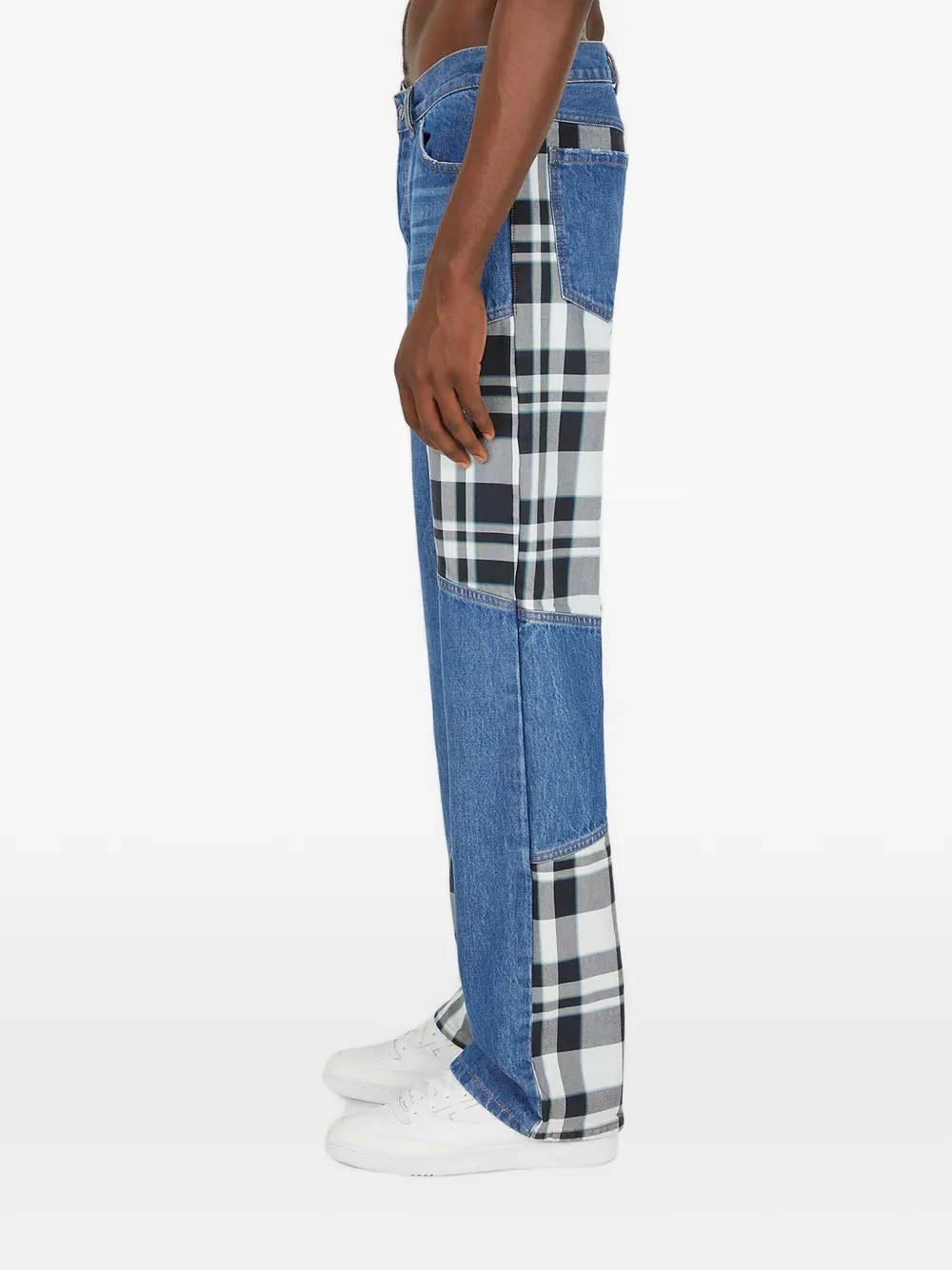 (di)vision Jeans met geruit vlak en patchwork Blauw
