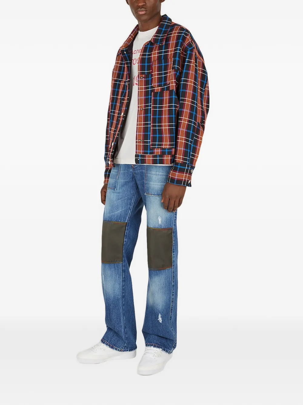(di)vision Jeans met geruit vlak en patchwork Blauw
