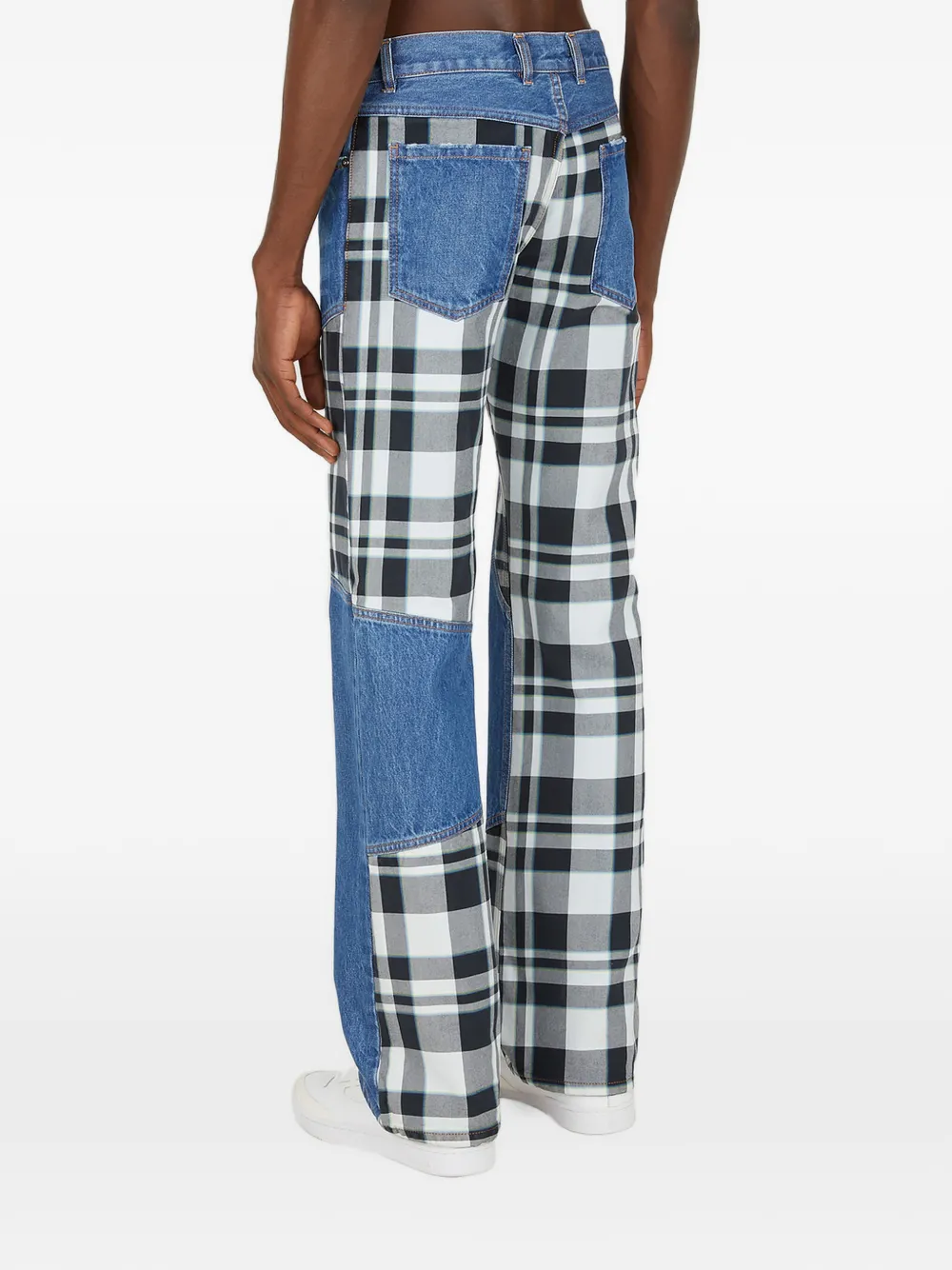 (di)vision Jeans met geruit vlak en patchwork Blauw