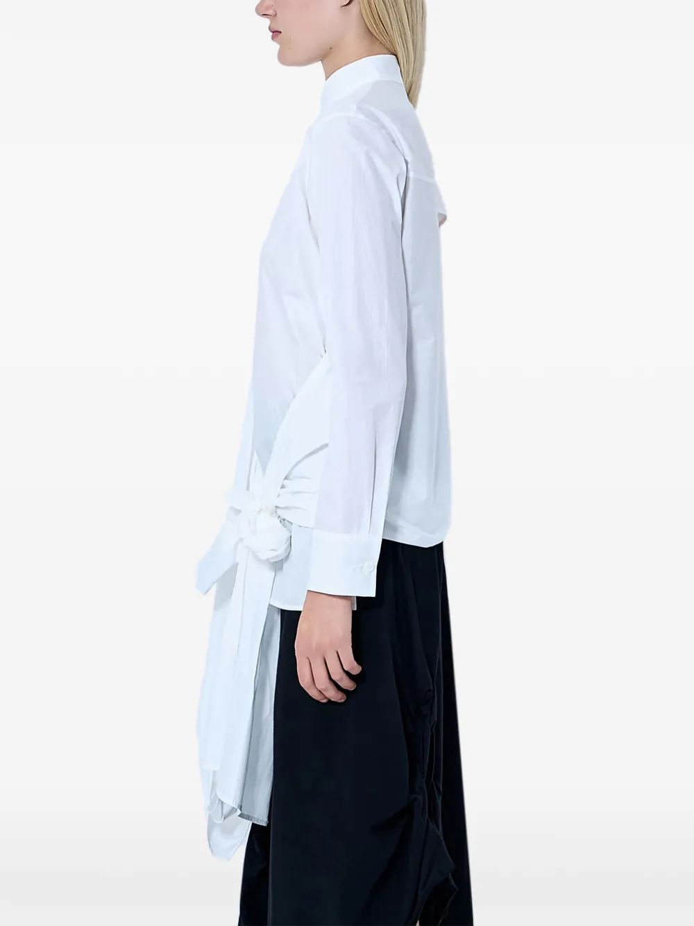 Yohji Yamamoto Button-down blouse met strik-detail Wit