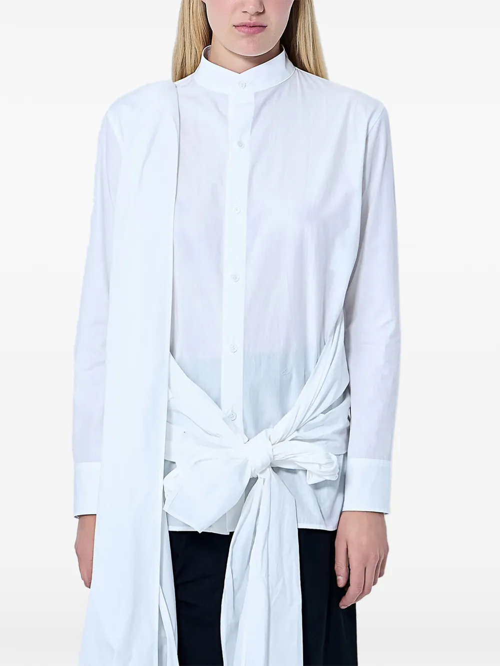 Yohji Yamamoto button-down extended tie detail shirt - Bianco