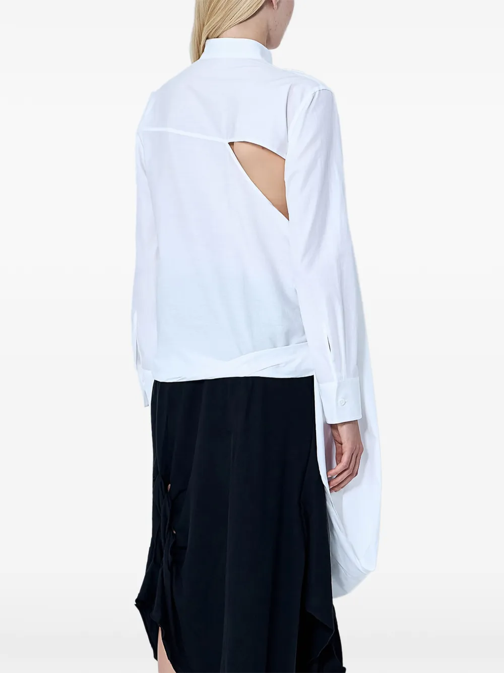 Yohji Yamamoto Button-down blouse met strik-detail Wit