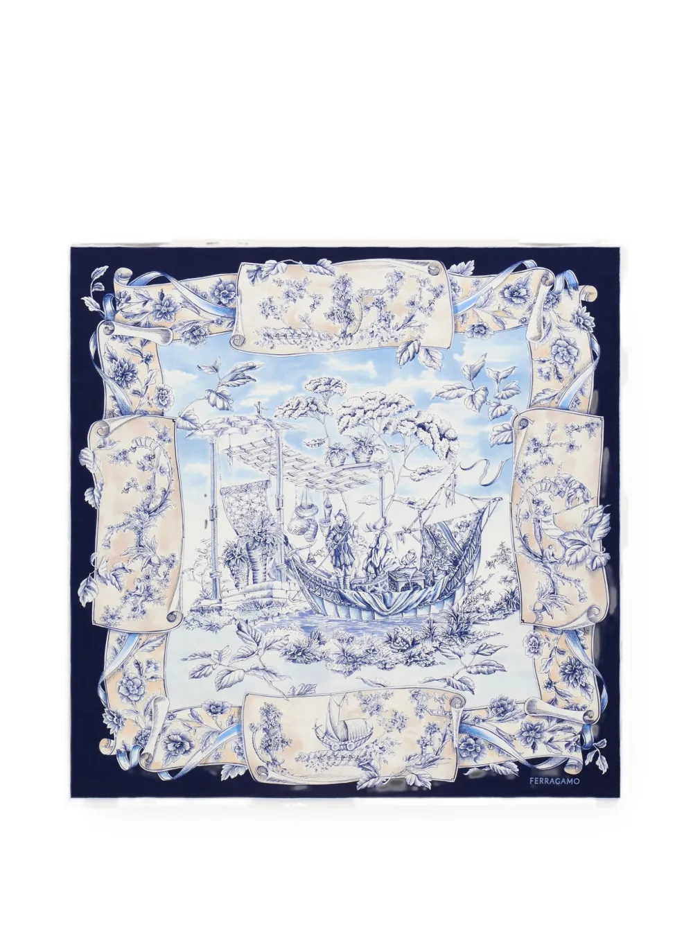 Ferragamo Voyage print silk scarf - Blu