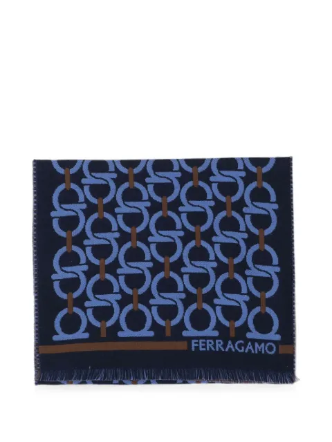 Ferragamo Gancini-pattern fringed scarf