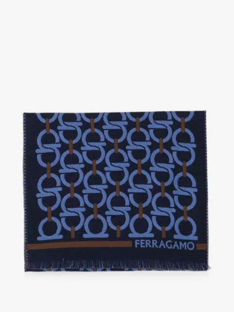 Ferragamo Gancini-pattern fringed scarf