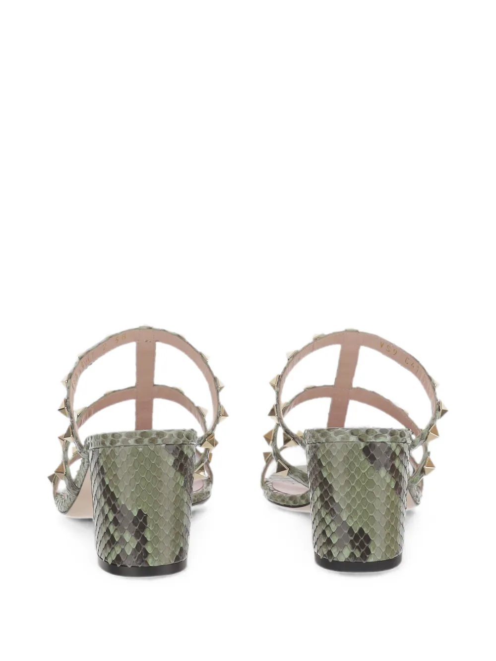 Valentino Garavani Rockstud snakeskin-effect sandals Groen