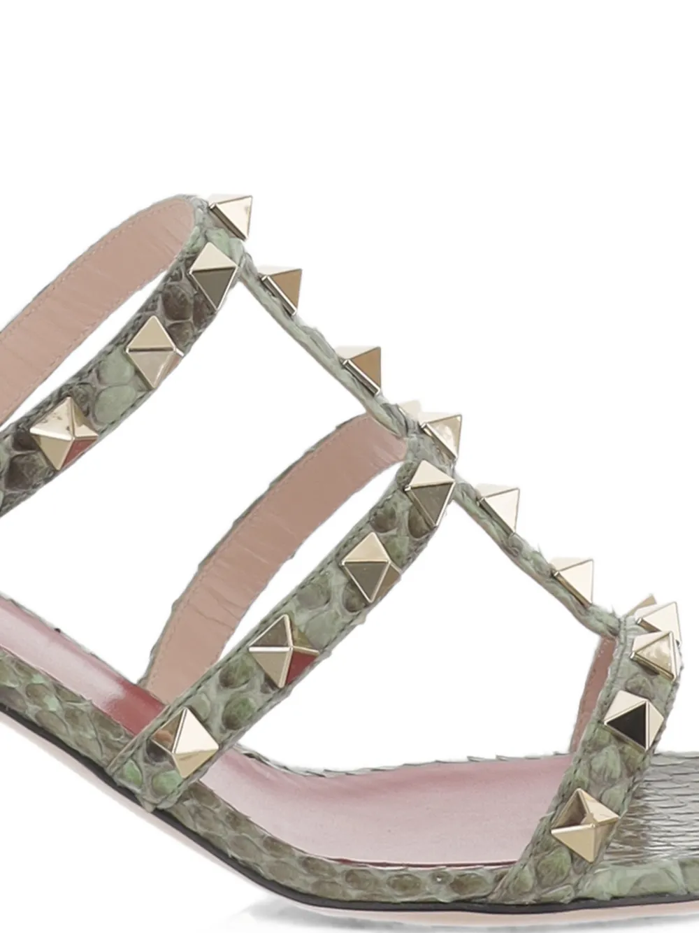 Valentino Garavani Rockstud snakeskin-effect sandals Groen