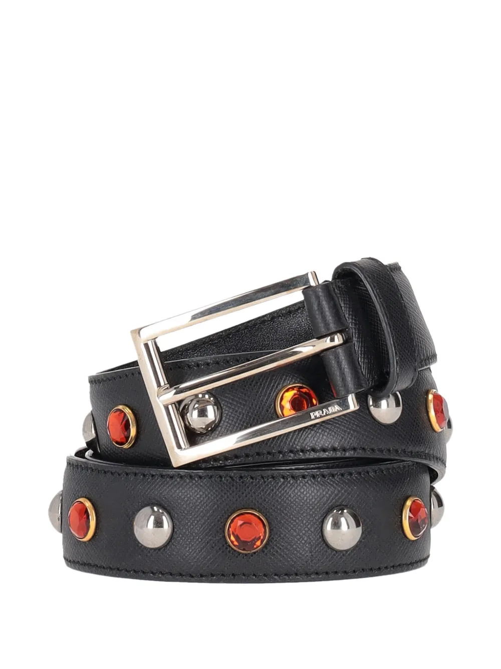 Prada Saffiano riem verfraaid met kristallen Zwart