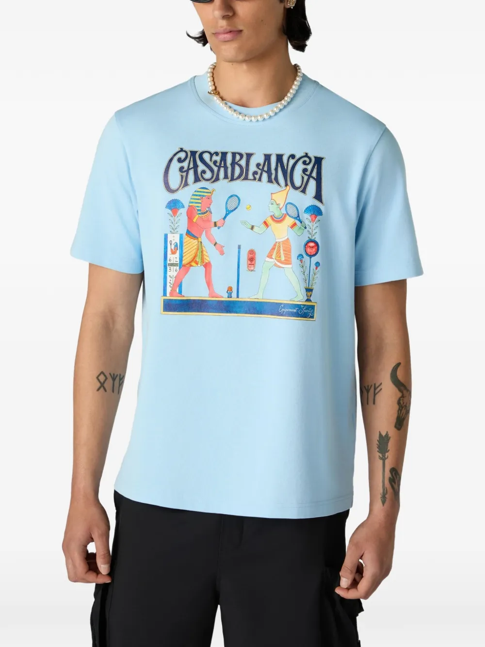 Casablanca Egyptian Tennis Match T-shirt Blauw