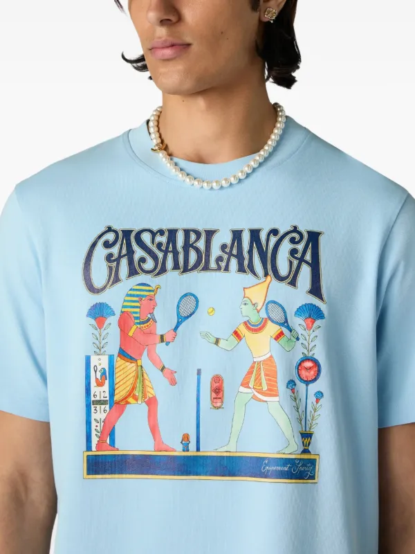 Casablanca Light Blue Egyptian Tennis Match Short Sleeve T-shirt
