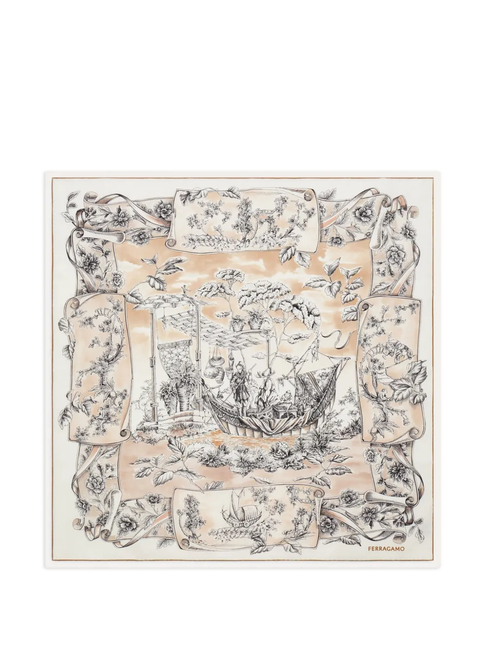 Ferragamo Voyage print square scarf - Nude