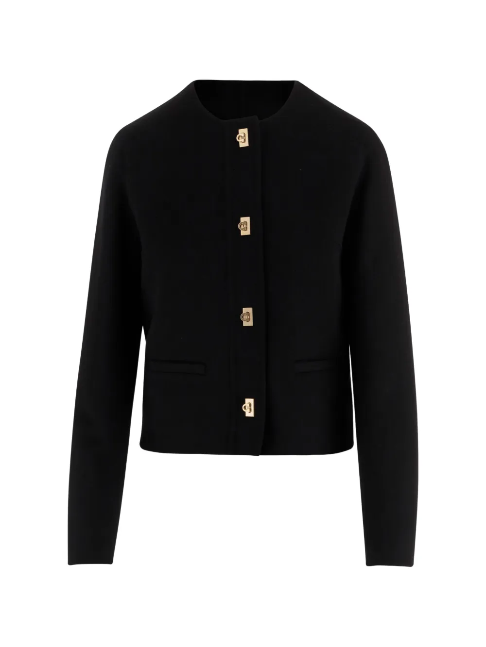 Ferragamo Gancini-button round-neck jacket - Schwarz