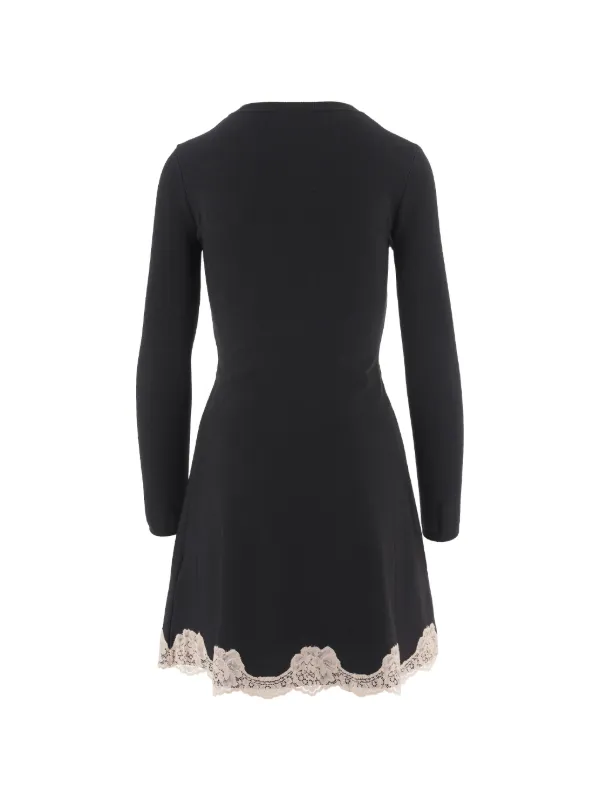 fit and flare long sleeve black dress Valentino Garavani lace-trim | asos 100% AcrylicCare Size:32W X 32L Ayla Contrast Maxi Dress