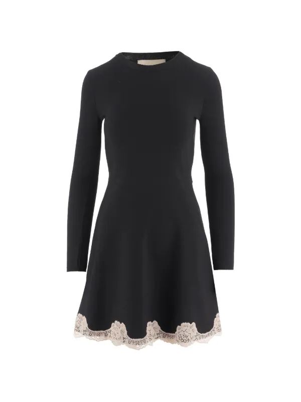 valentino lace dress black Mario Valentino Vintage lace-hem T-shirt Mini Dress | Black