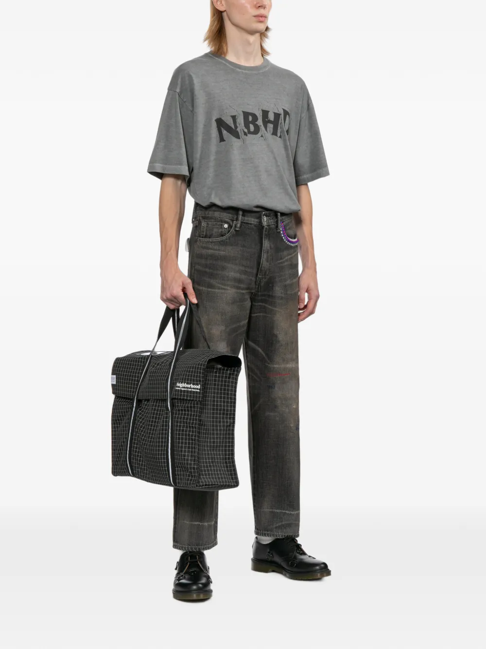 Neighborhood Gerafelde jeans met kralen Zwart