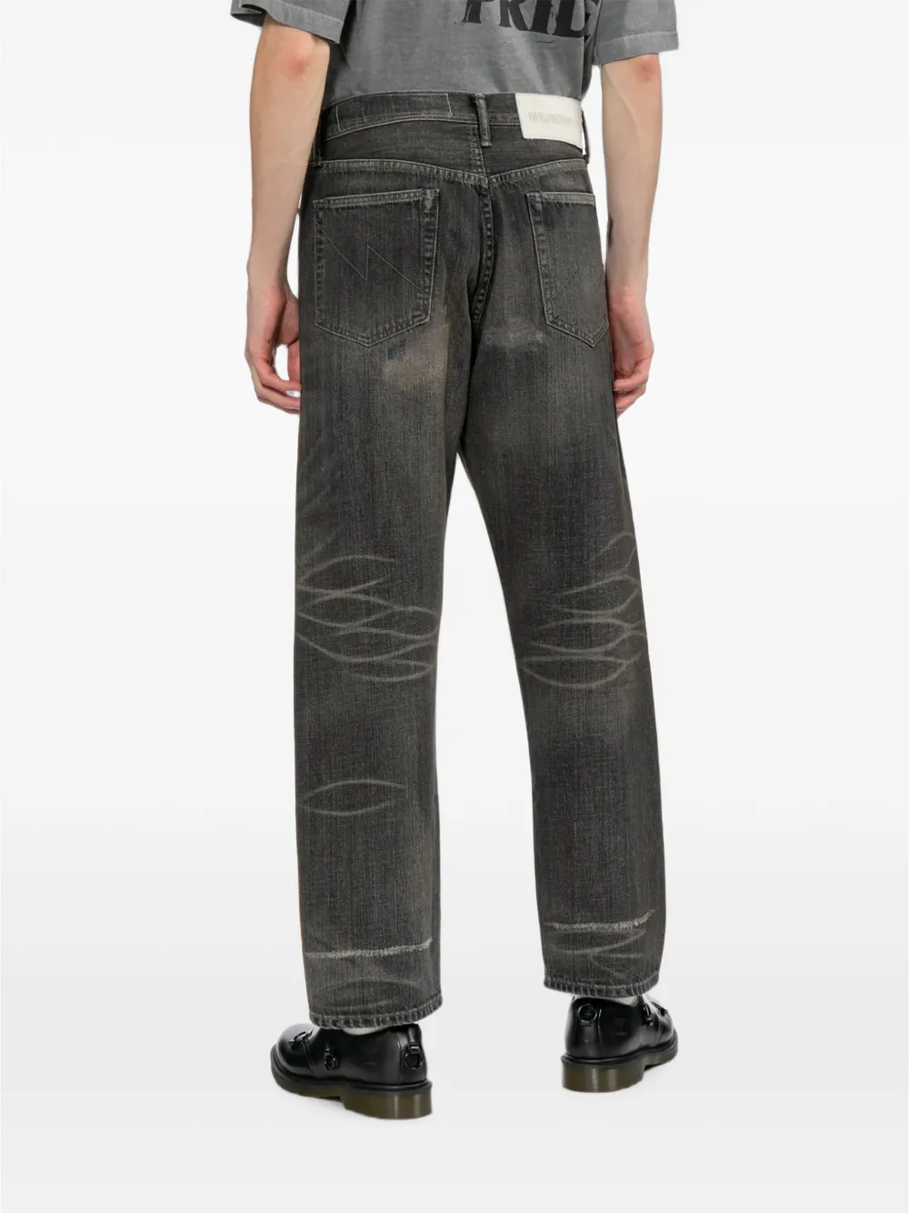 Neighborhood Gerafelde jeans met kralen Zwart