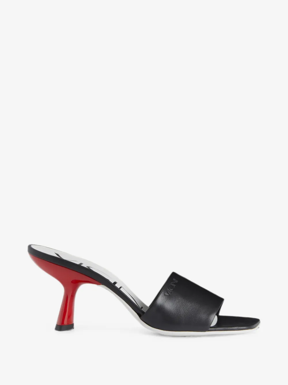 sculptural-heel square-toe mules