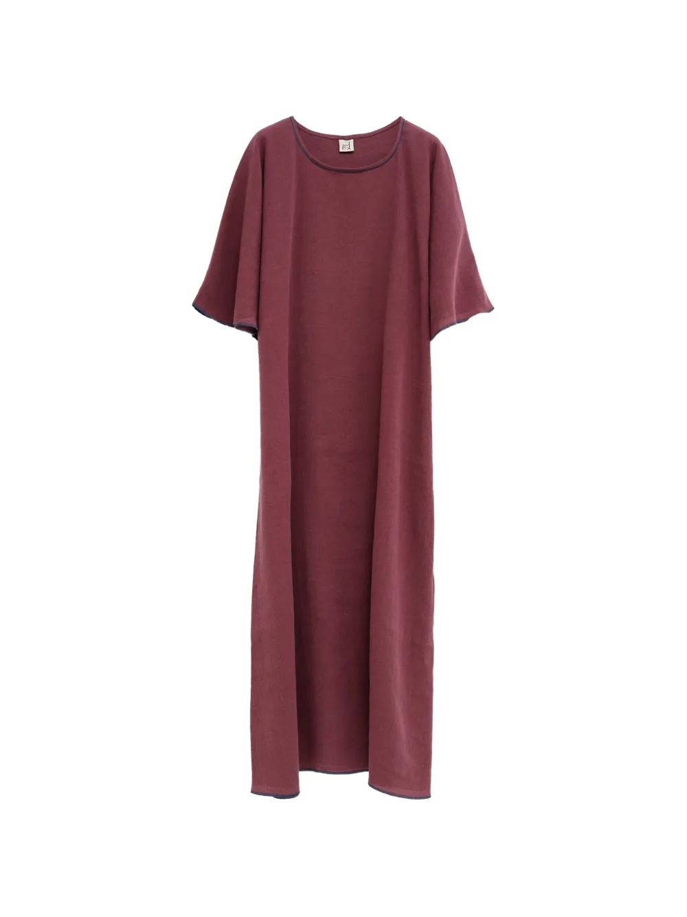 Baserange Rene contrast-trim flared-sleeve midi dress