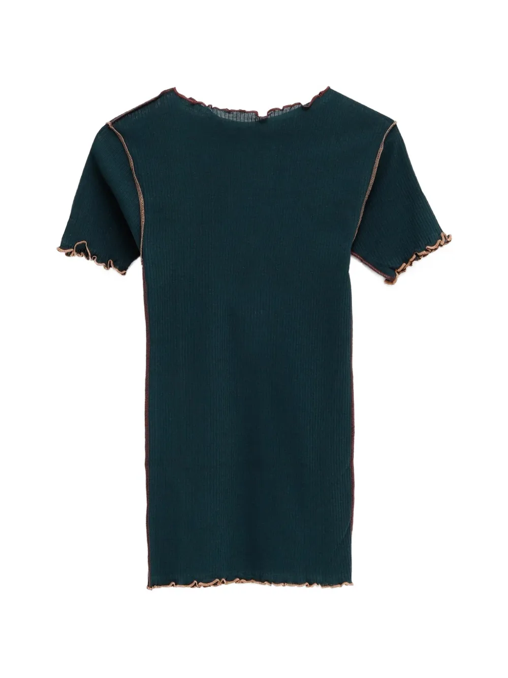 Baserange Vein ribbed lettuce-trim T-shirt - Verde