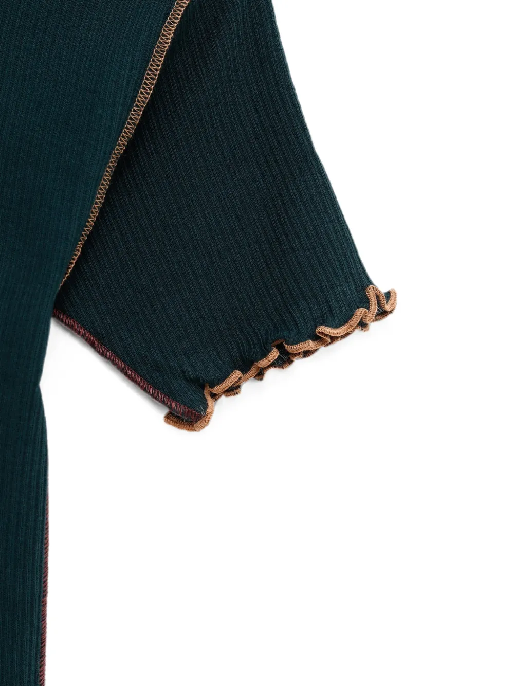Baserange Vein geribbeld T-shirt met ruches Groen