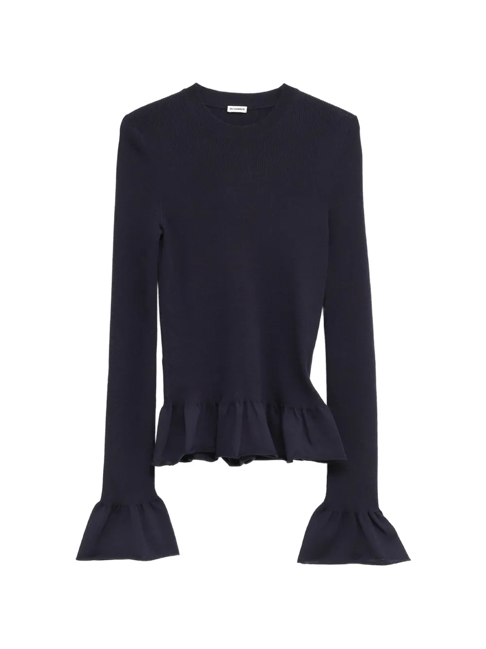 Jil Sander ruffled ribbed-knit sweater - Blau