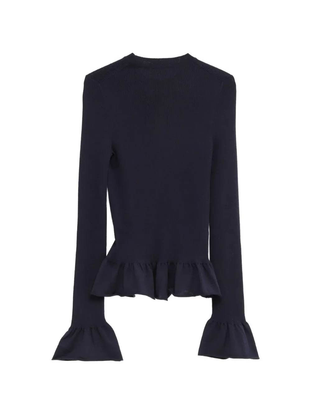  Jil Sander Ruffled Ribbed-knit Sweater - Azul 