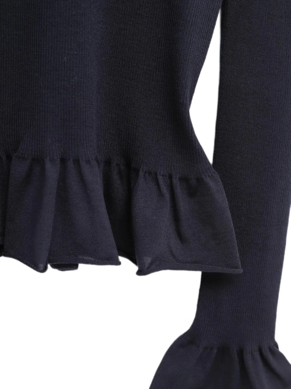  Jil Sander Ruffled Ribbed-knit Sweater - Azul 