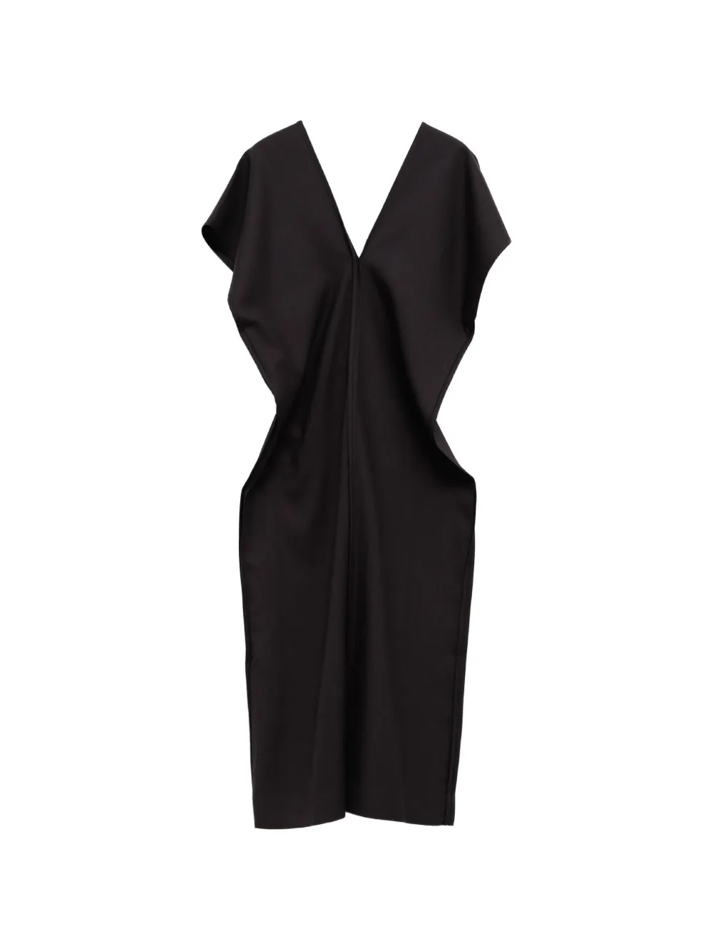 Baserange V-neck draped midi dress Bruin