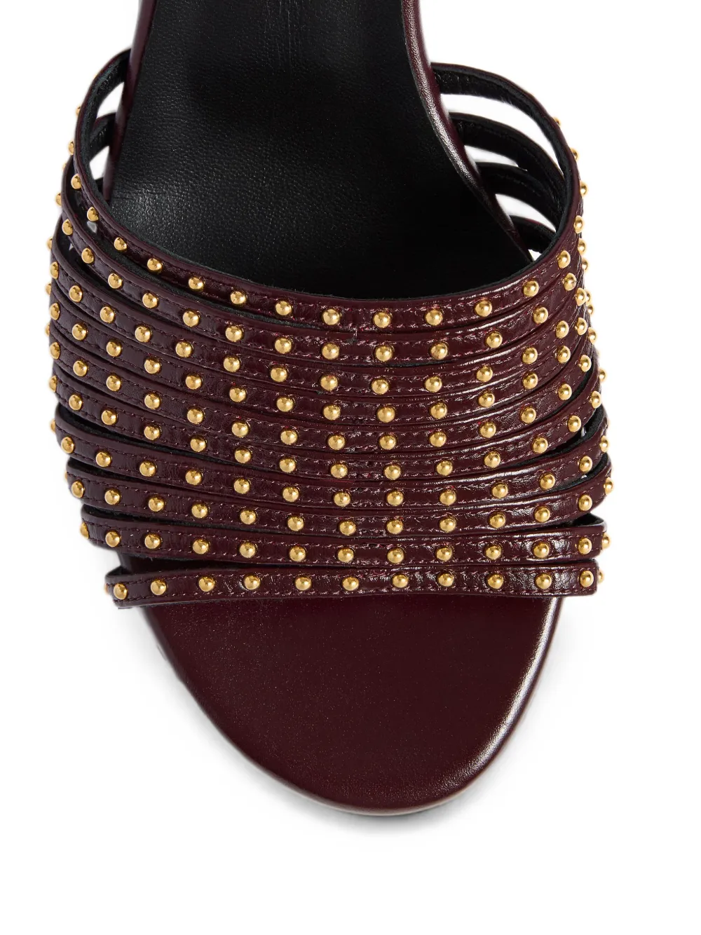 KHAITE Drew sandals in bordeaux-leather with gold studs Rood