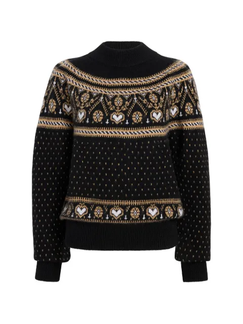 KHAITE — Guy sweater in black and camel multi