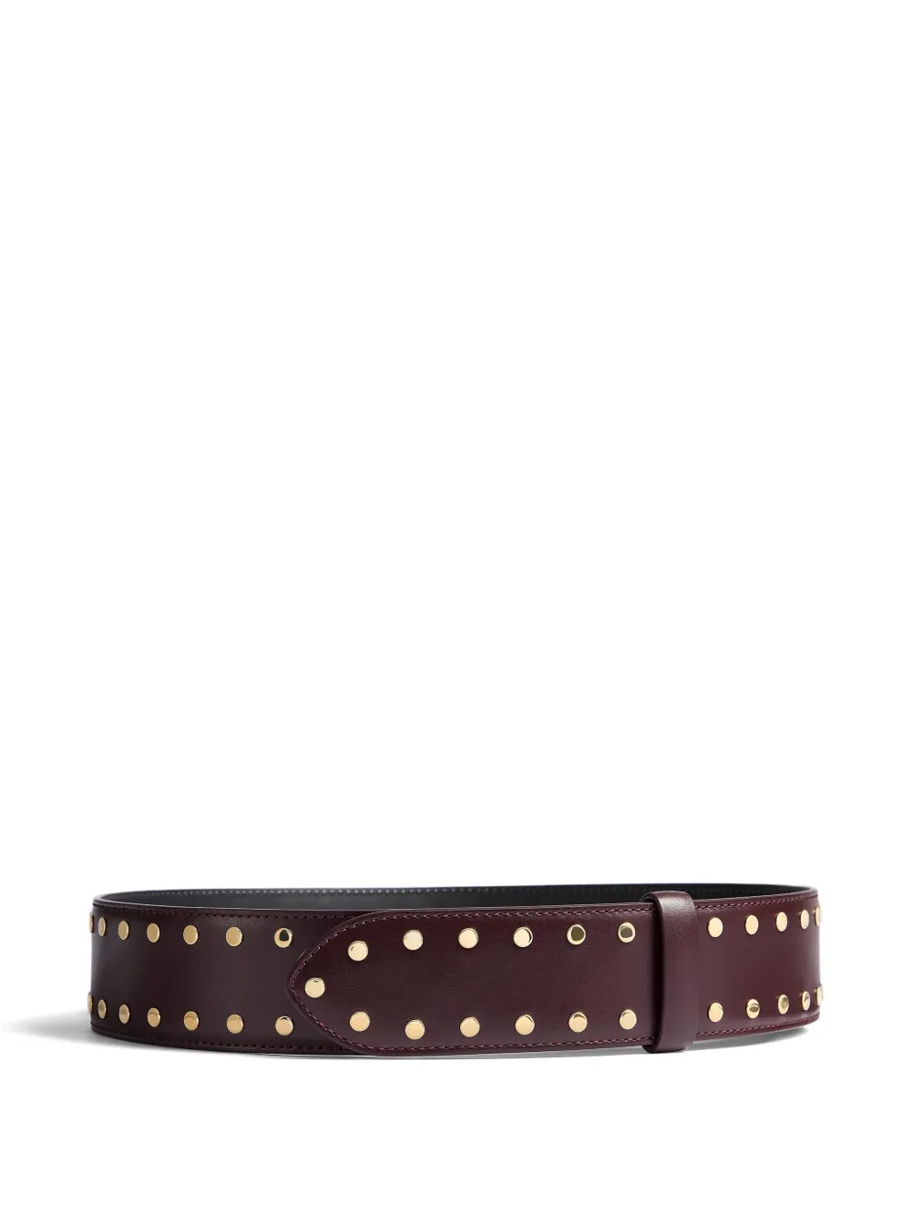 KHAITE Theo waist belt in bordeaux leather with gold studs - Rosso