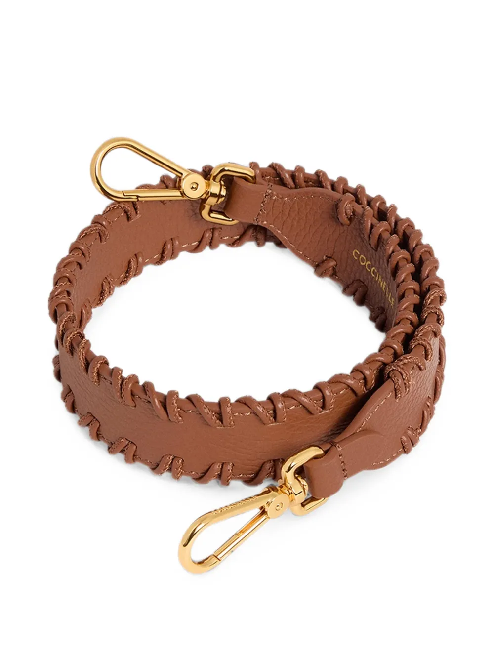 Coccinelle whipstitch-trim leather bag strap - Brown