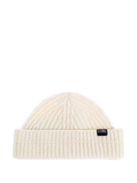 MM6 Maison Margiela ribbed-knit logo-patch beanie hat