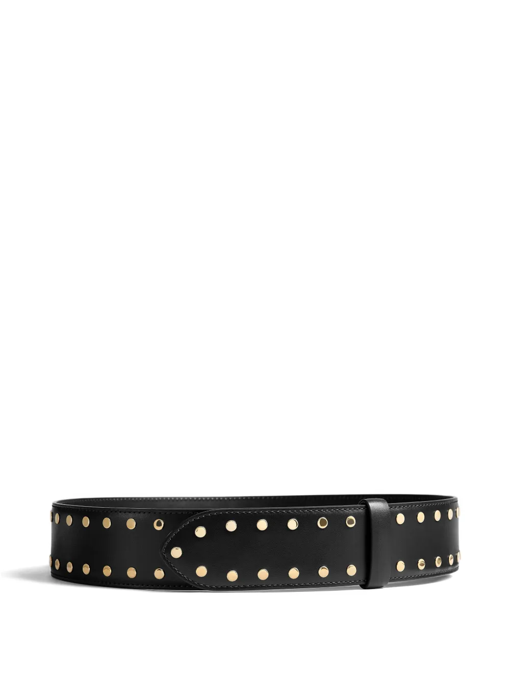 KHAITE Theo waist belt in black leather with gold studs - Nero