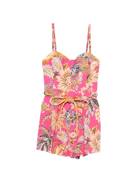 FARM Rio floral-print belted playsuit