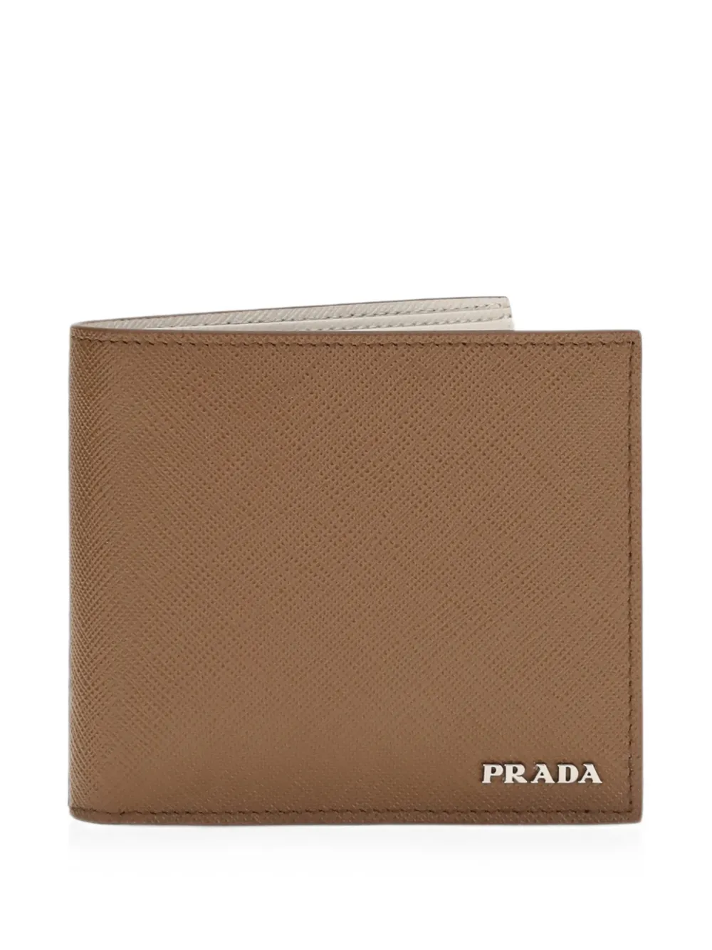 Prada logo-plaque leather wallet - Braun