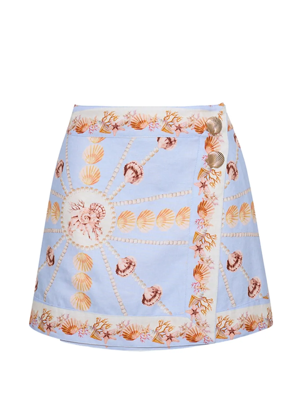 Cara Cara Fischer seashell-print mini skirt - Blue