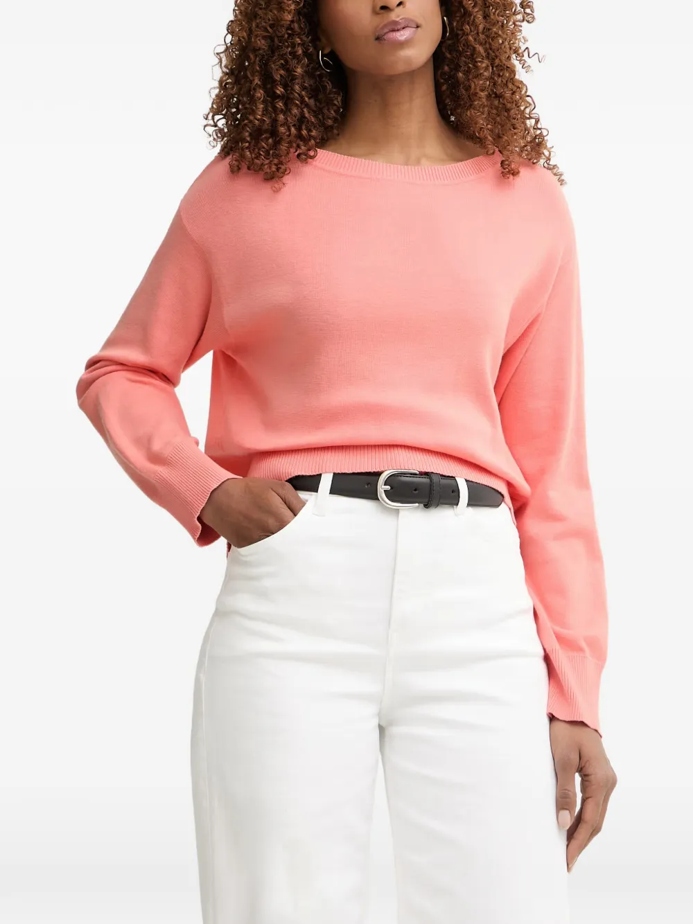 Benetton ribbed-trim crew-neck sweater - Rosa