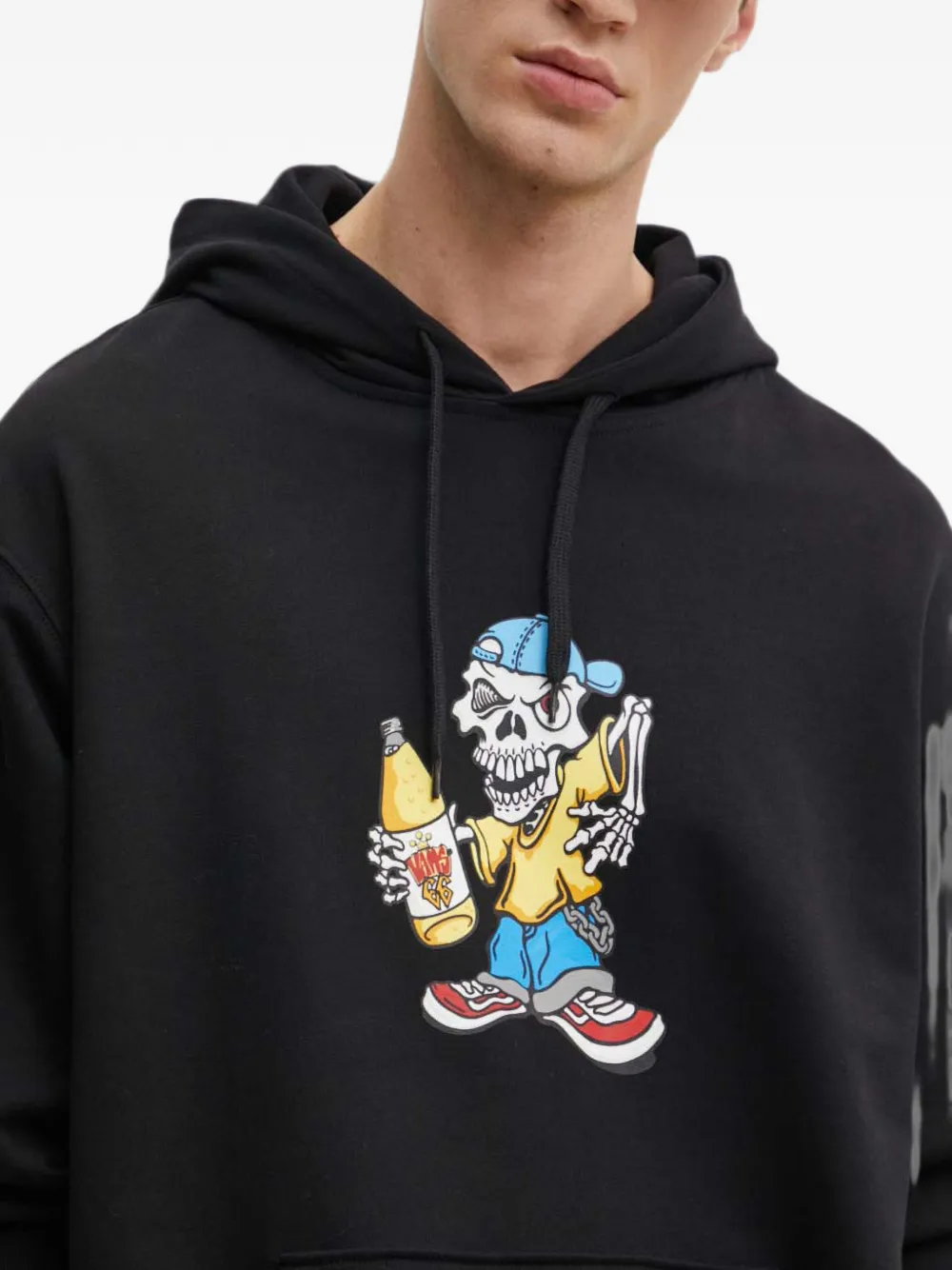 Vans graphic-print cotton hoodie Zwart