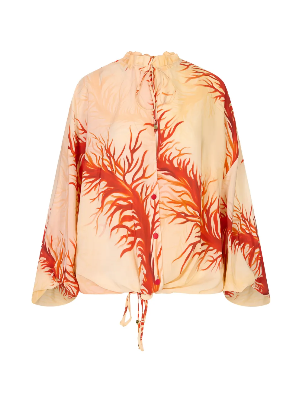 F.R.S For Restless Sleepers coral-print ruffled blouse - Nude