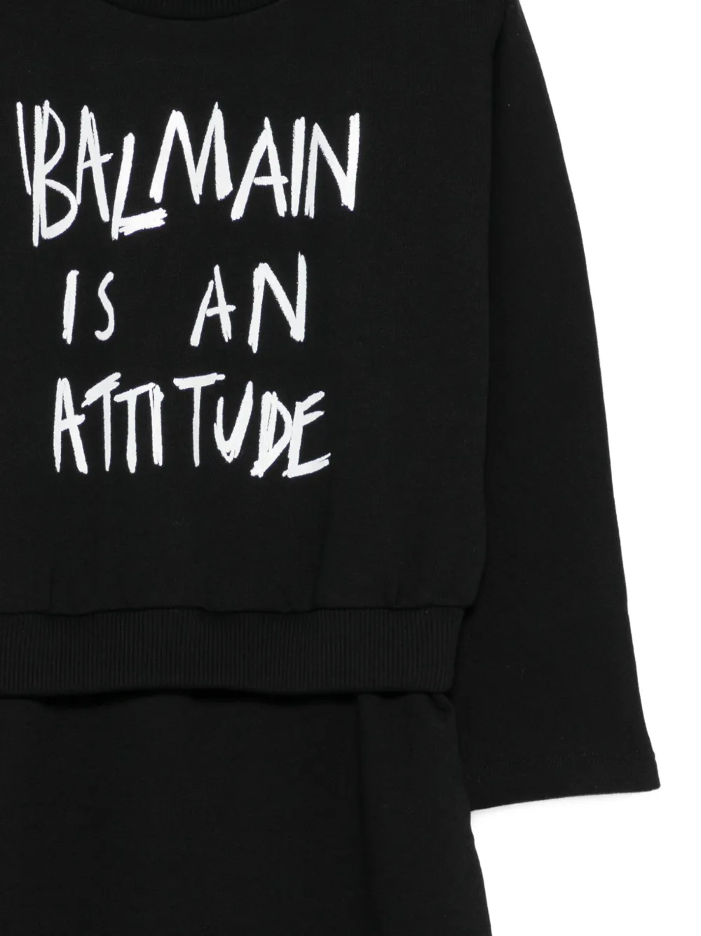 Balmain Kids Jurk met tekst en gelaagd effect Zwart