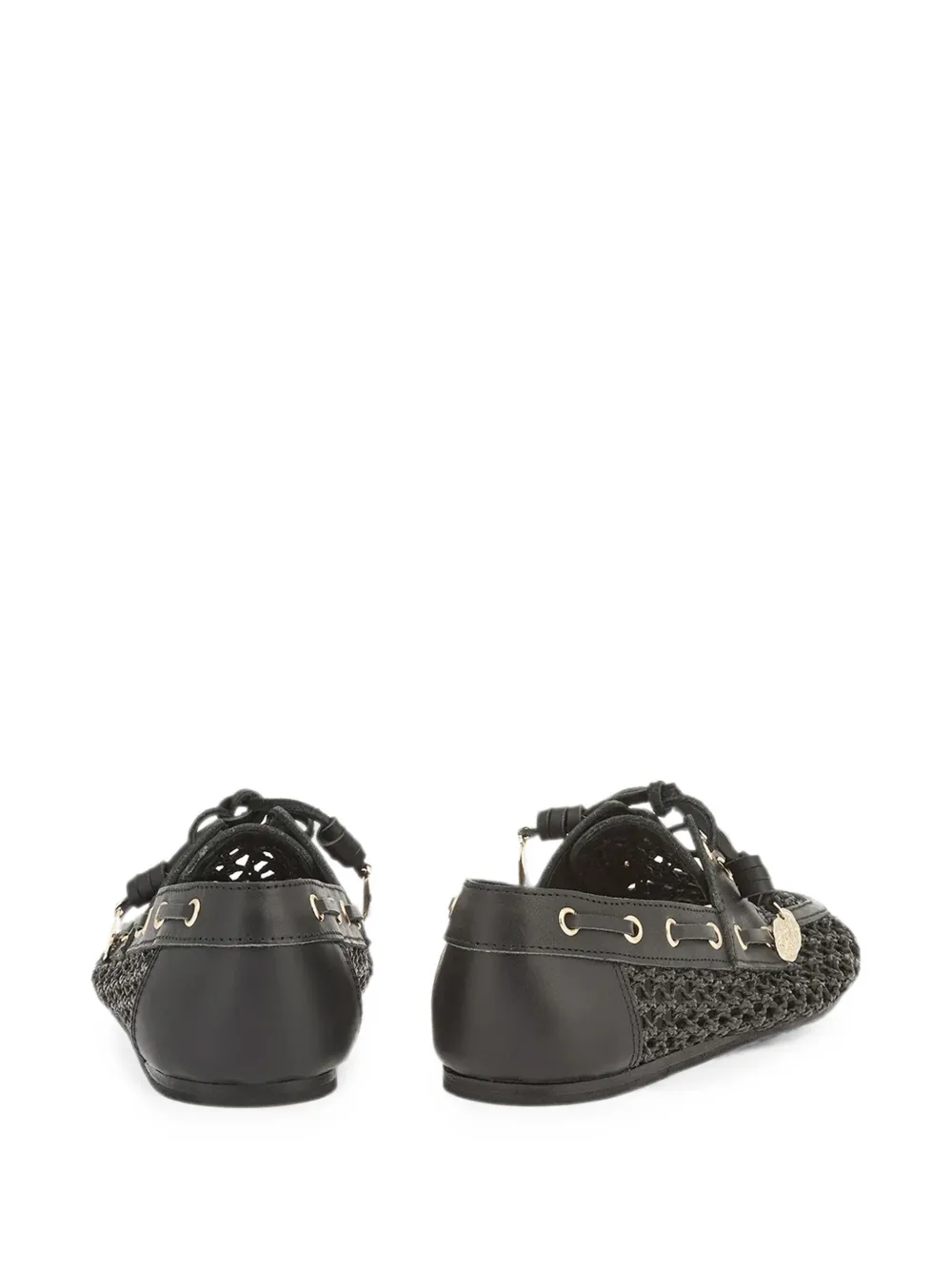 Ancient Greek Sandals Pliaria crochet leather loafers Zwart