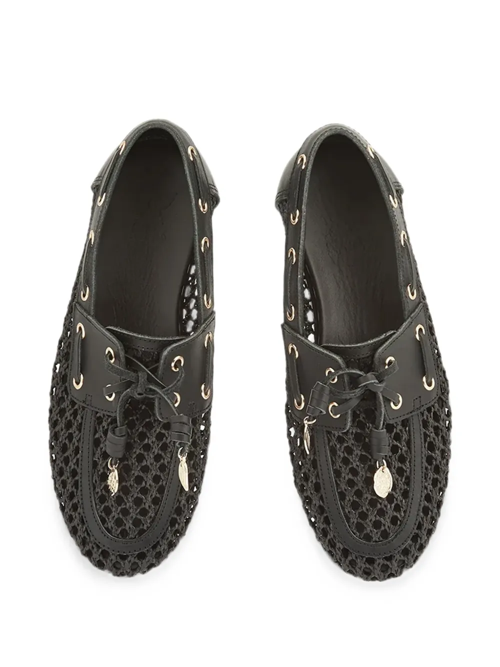 Ancient Greek Sandals Pliaria crochet leather loafers Zwart